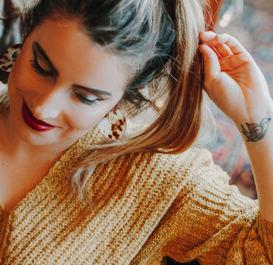 mustard jumper fashion earrings
