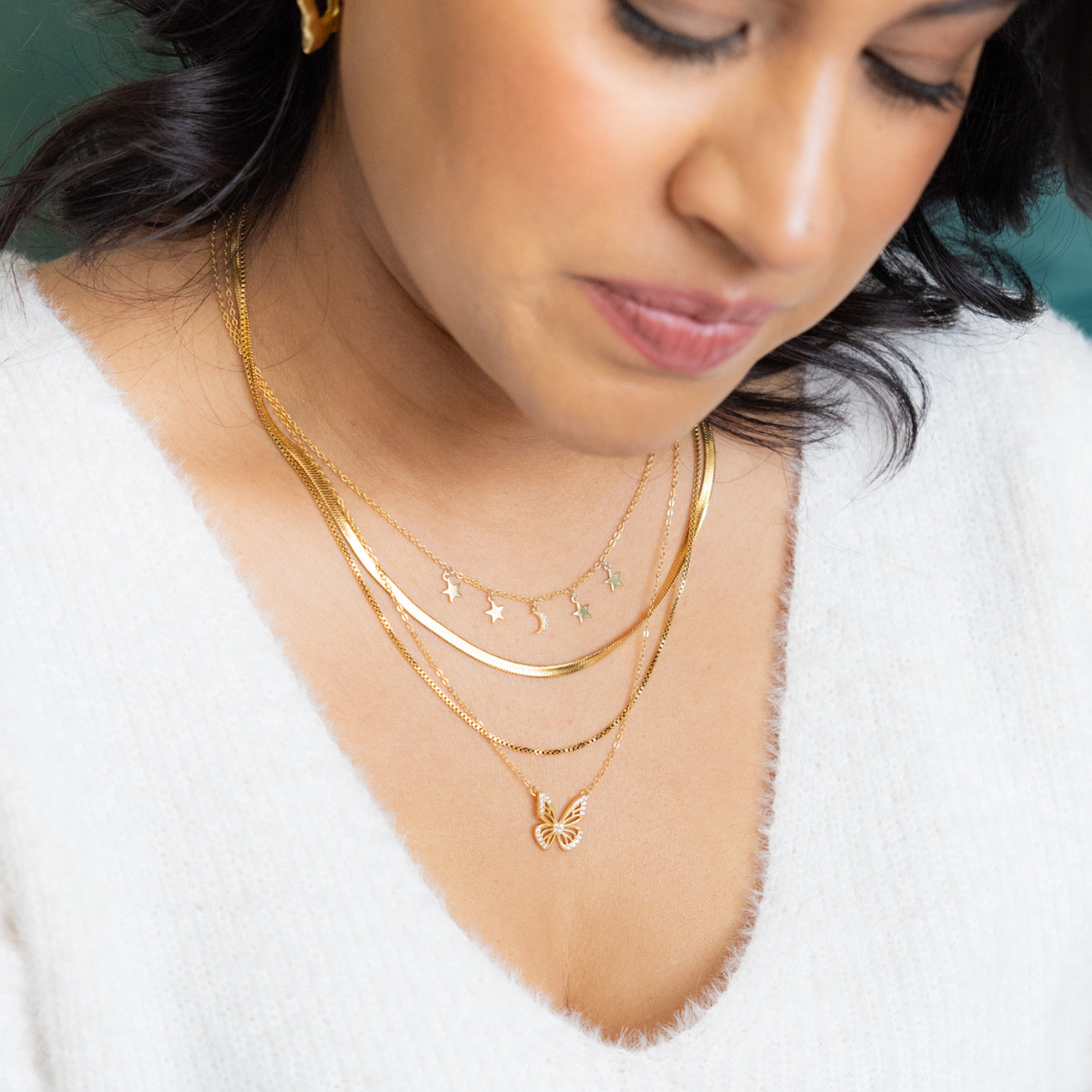 Moon & Stars Dainty Charm Necklace