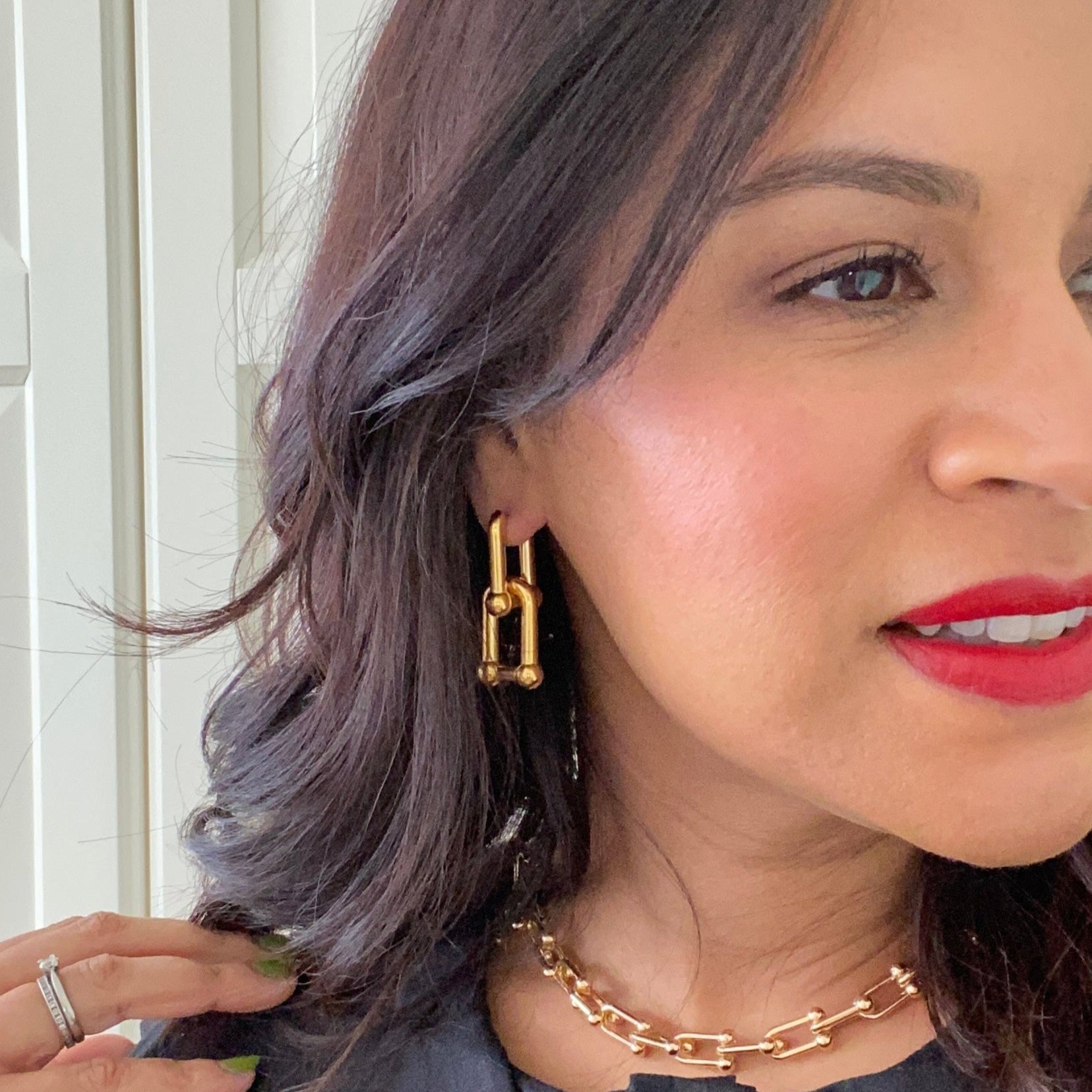 Large gauge link earrings