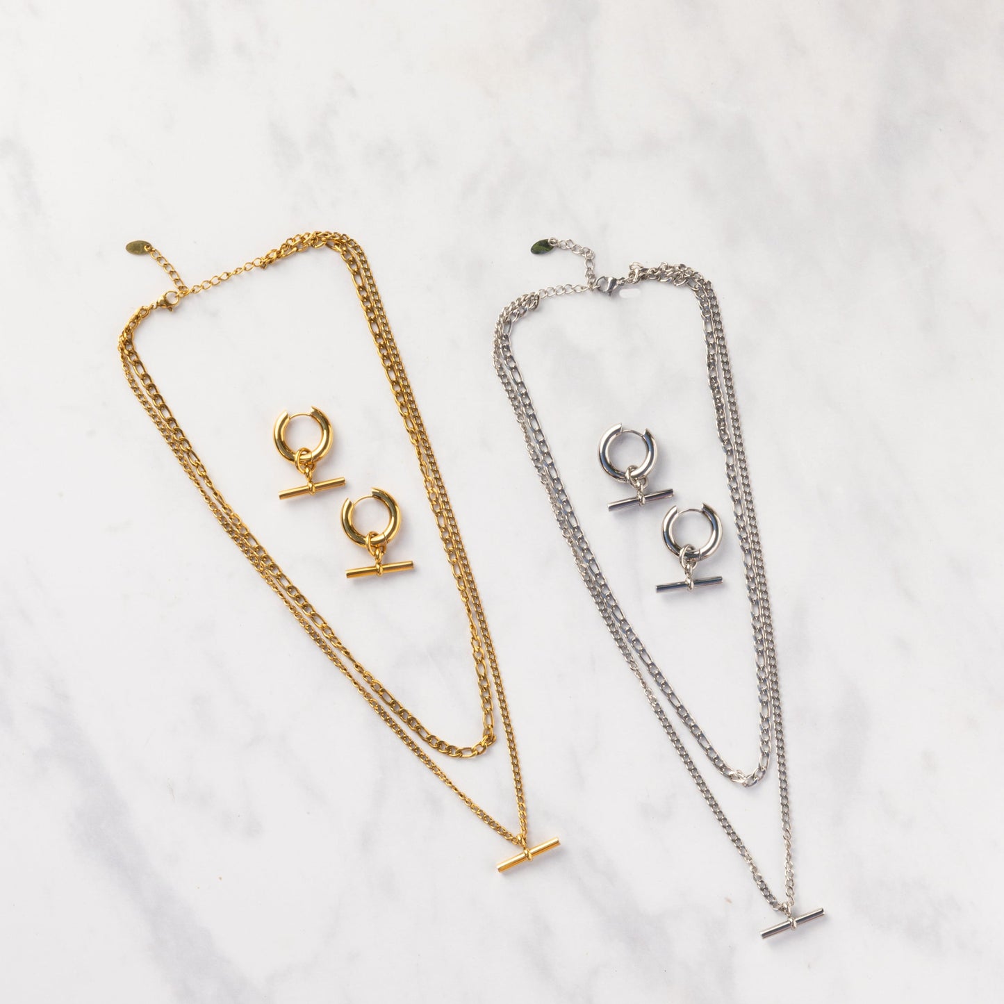 T-bar necklace and t-bar earrings