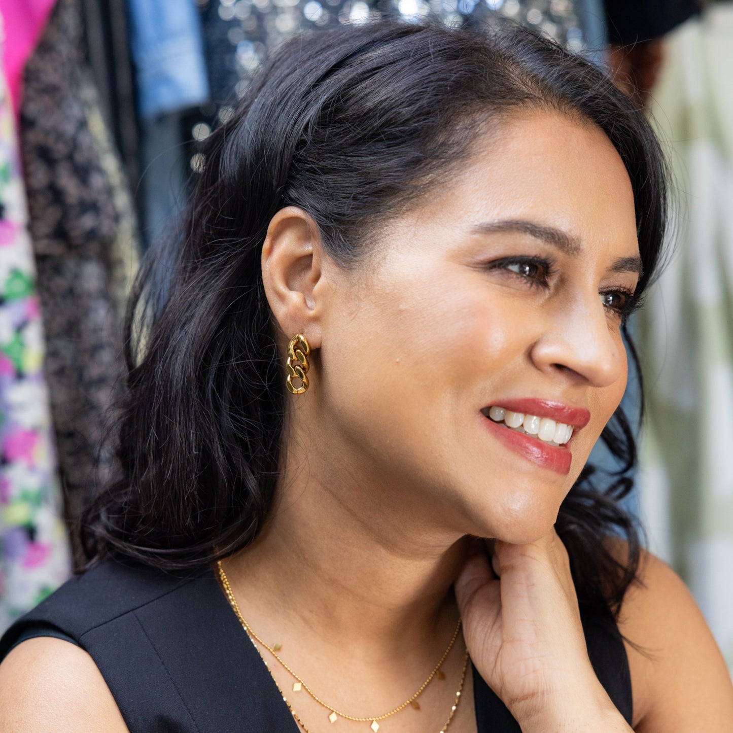 cuban chain link earrings