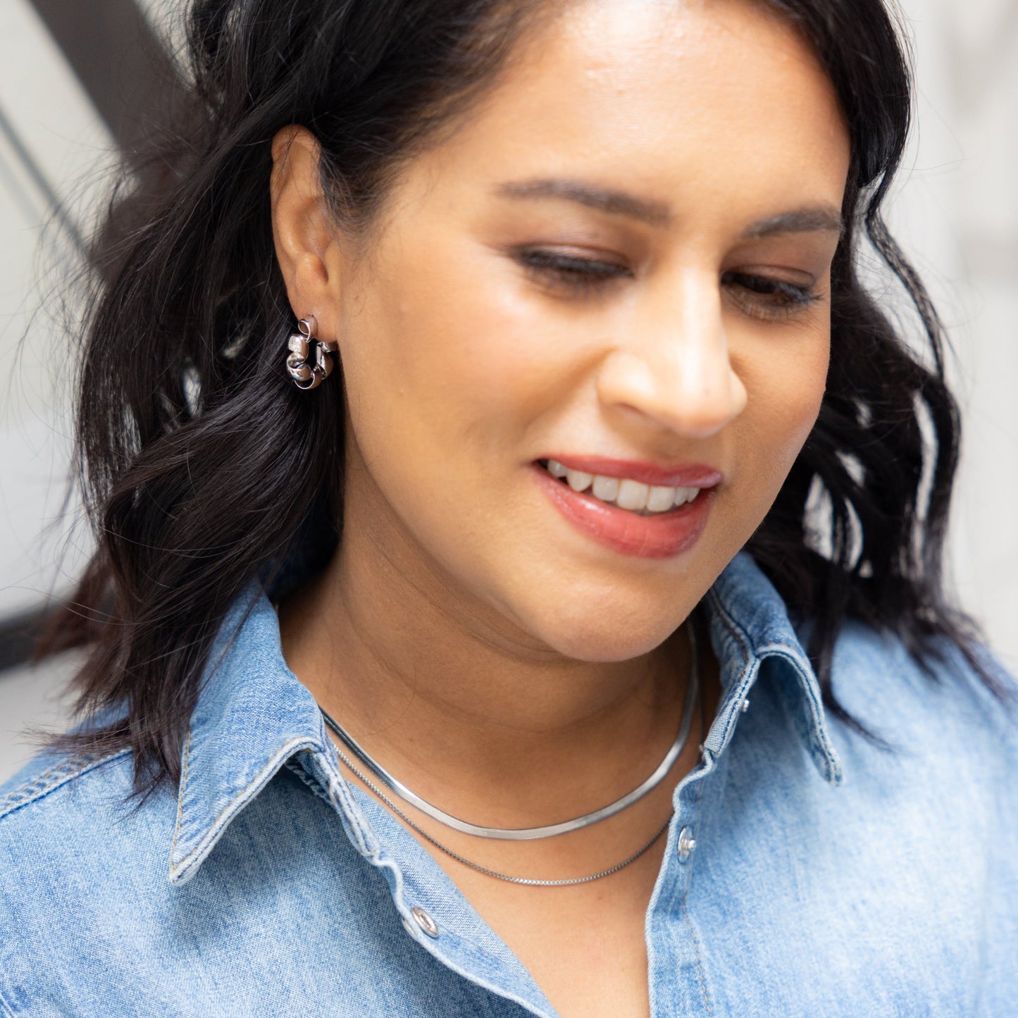 Double Layer Flat Snake Chain Necklace