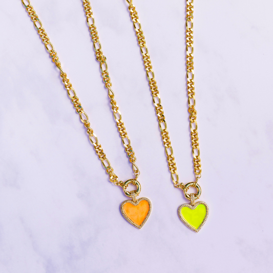 Enamel Heart Pendant Necklace