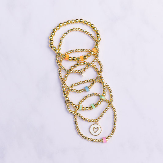 Elodie Gold Bead Stretch Bracelet Stack