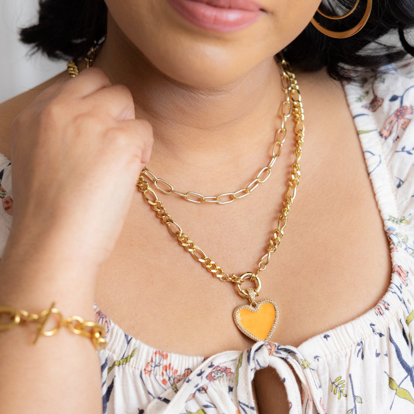 Harper Enamel Heart Pendant Necklace