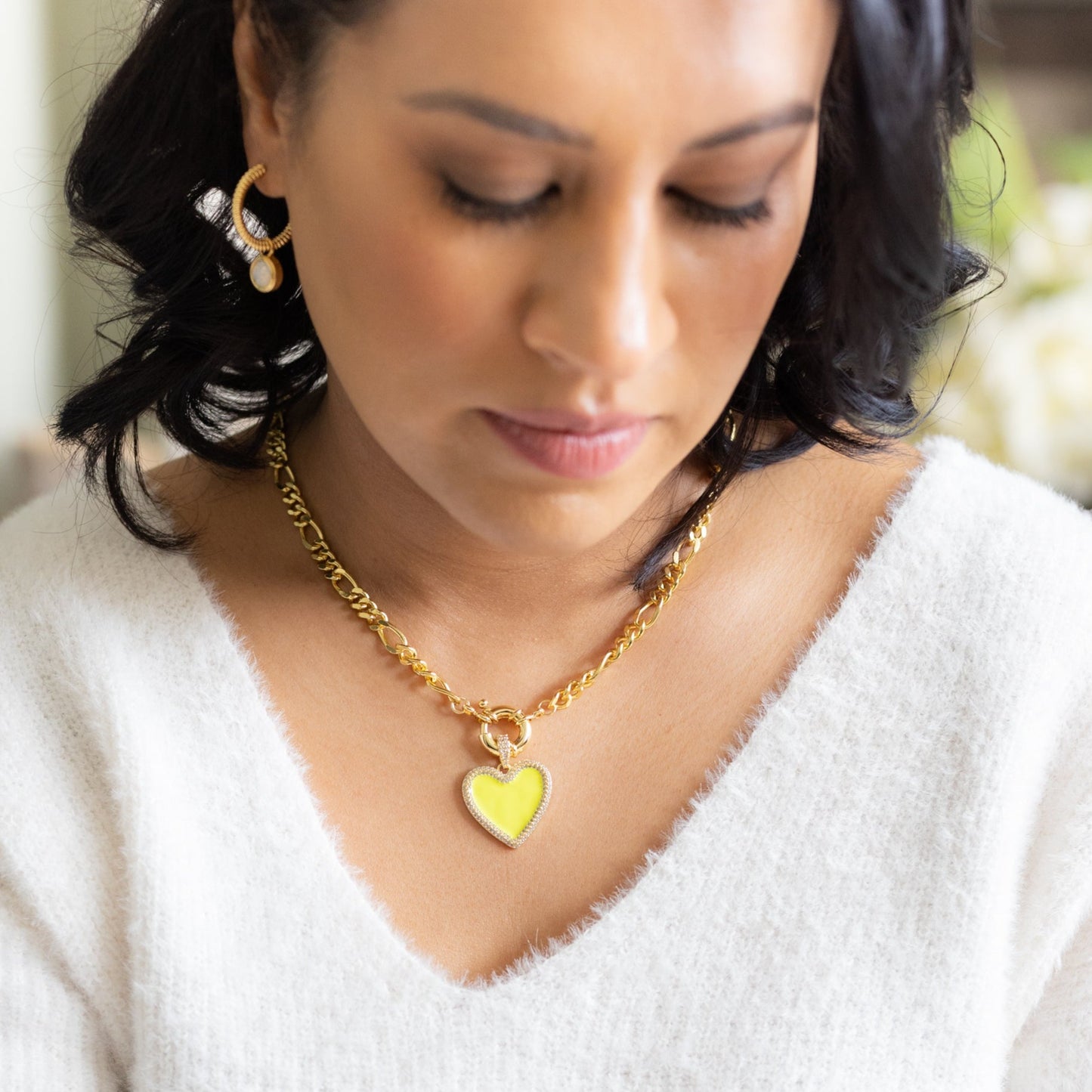 Harper Enamel Heart Pendant Necklace