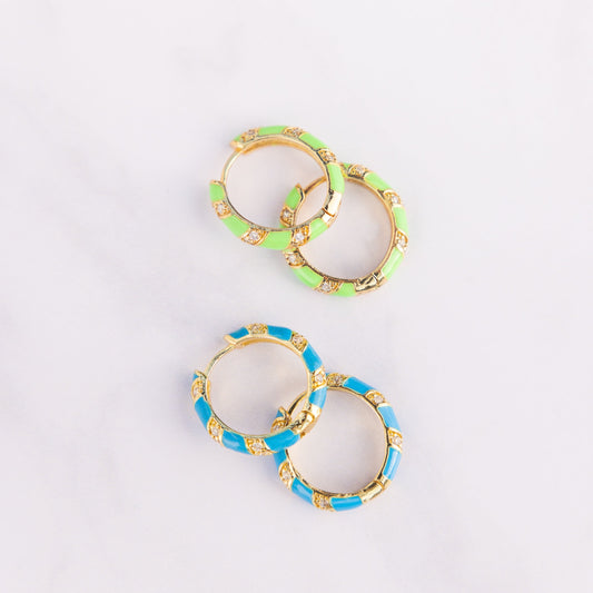 Elena Enamel Midi Hoop Earrings