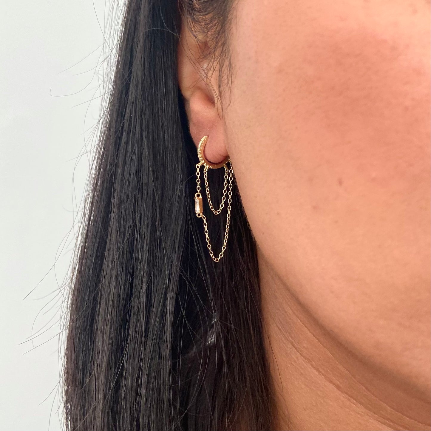 Huggie Tassel Chain Earring