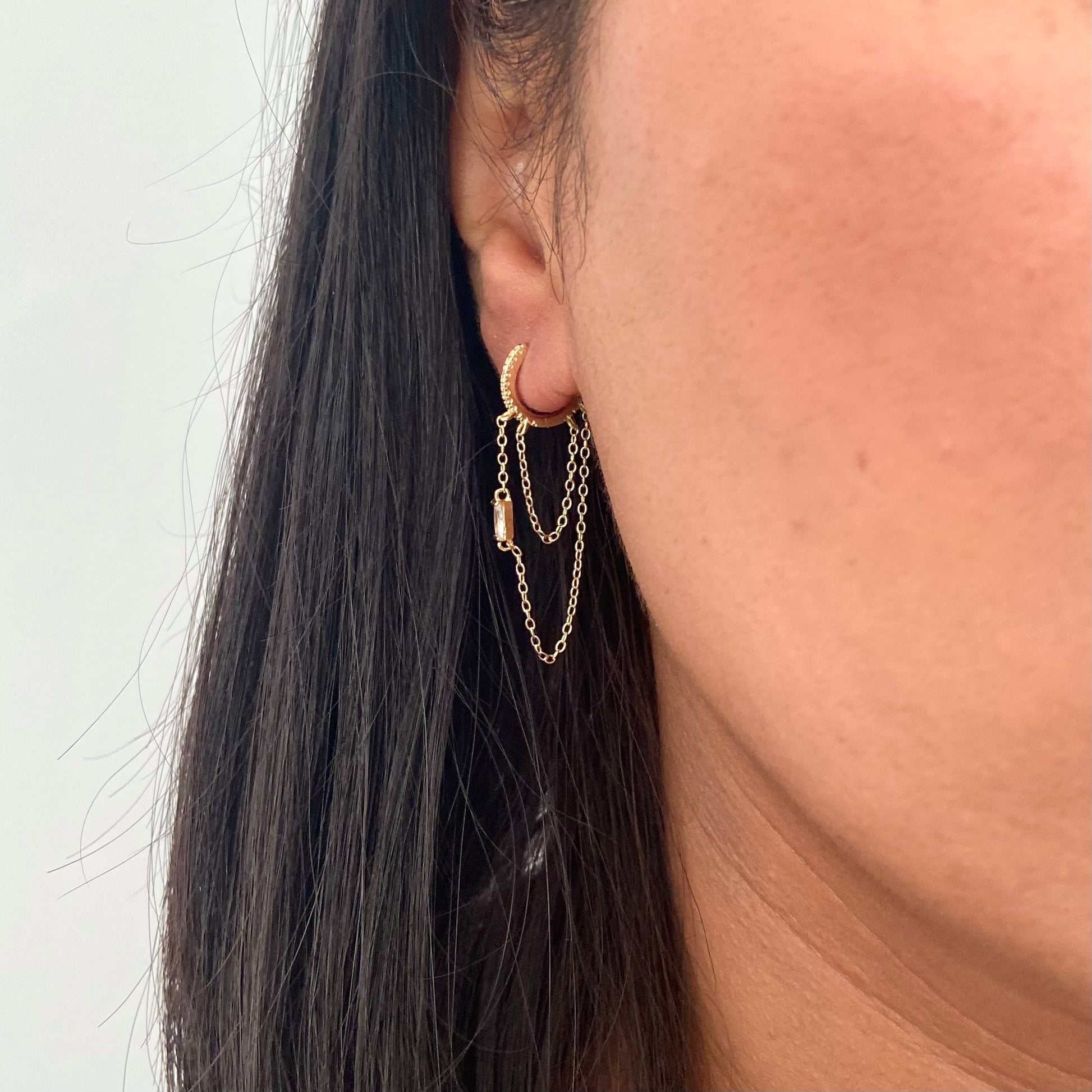 Huggie Tassel Chain Earring