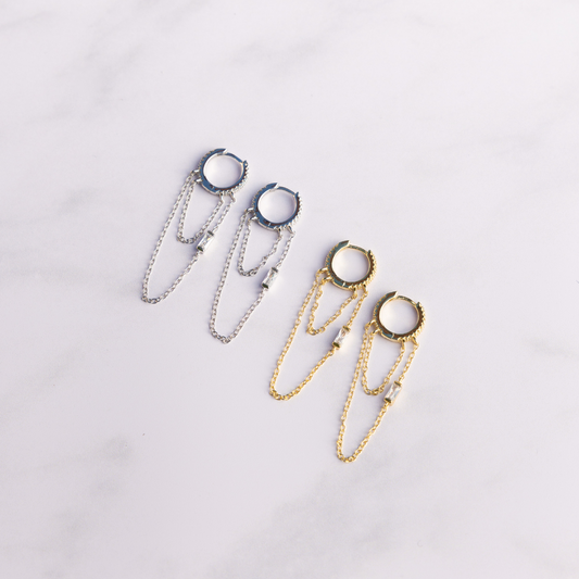 Huggie Tassel Chain Earring