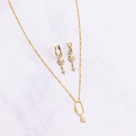 Cleo Gold Star Necklace & Earring Set
