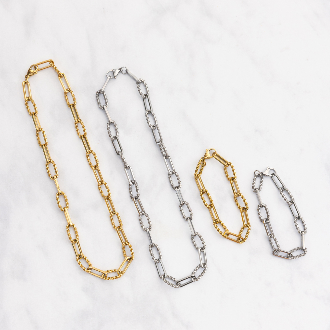 Kenzie Textured and Smooth Link Chain Bracelet