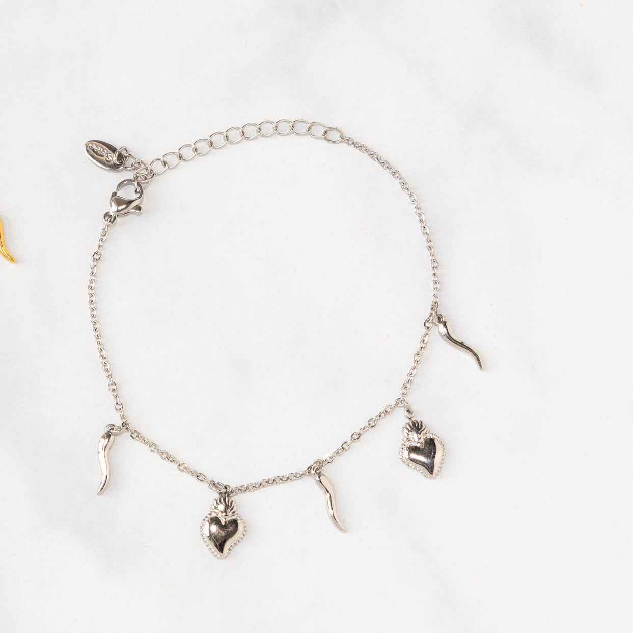 heart and horn dainty charm bracelet