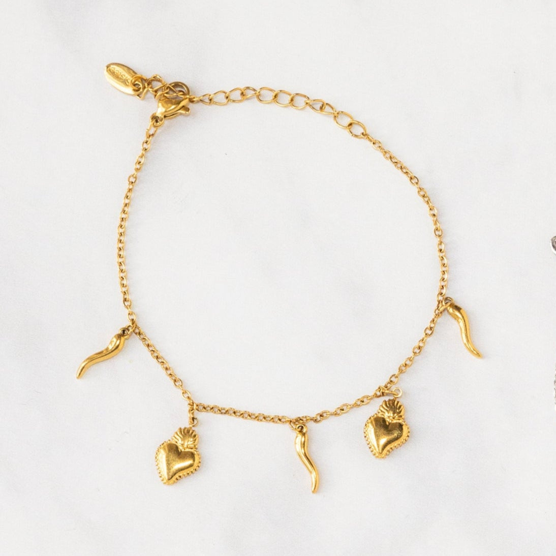 heart and horn dainty charm bracelet