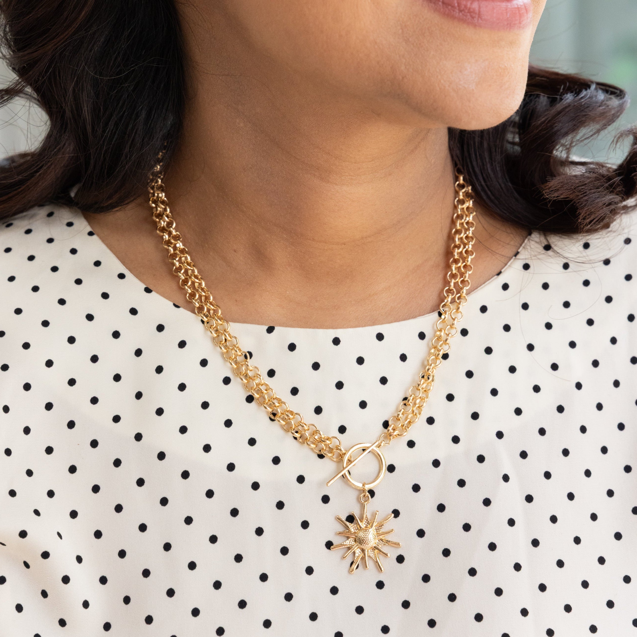 Aztec sun pendant necklace