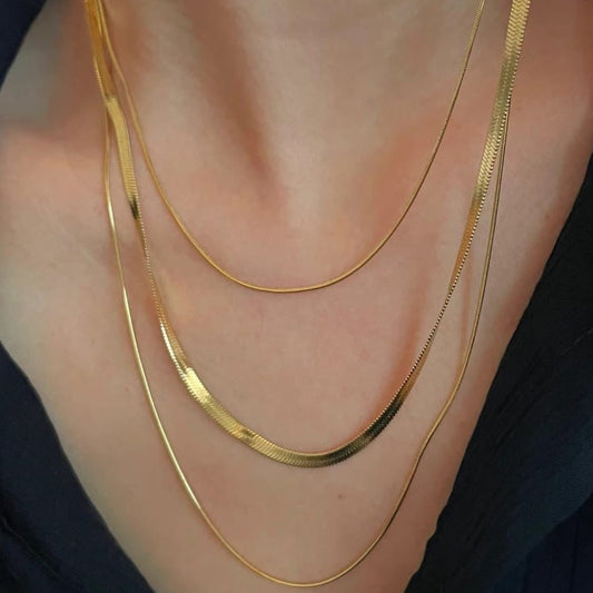 Three Strand Long Layered Necklace