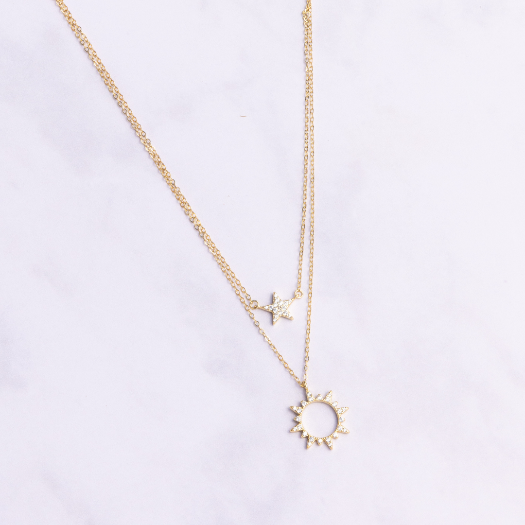 Sun & Star Double Layer Necklace