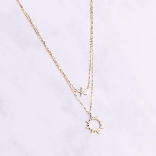 Sun & Star Double Layer Necklace