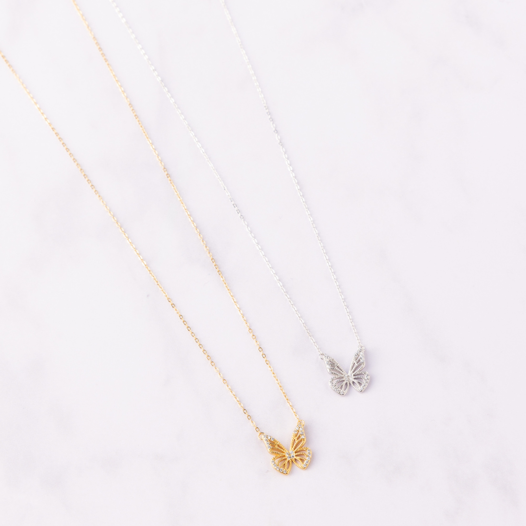 Simple gold butterfly hotsell necklace
