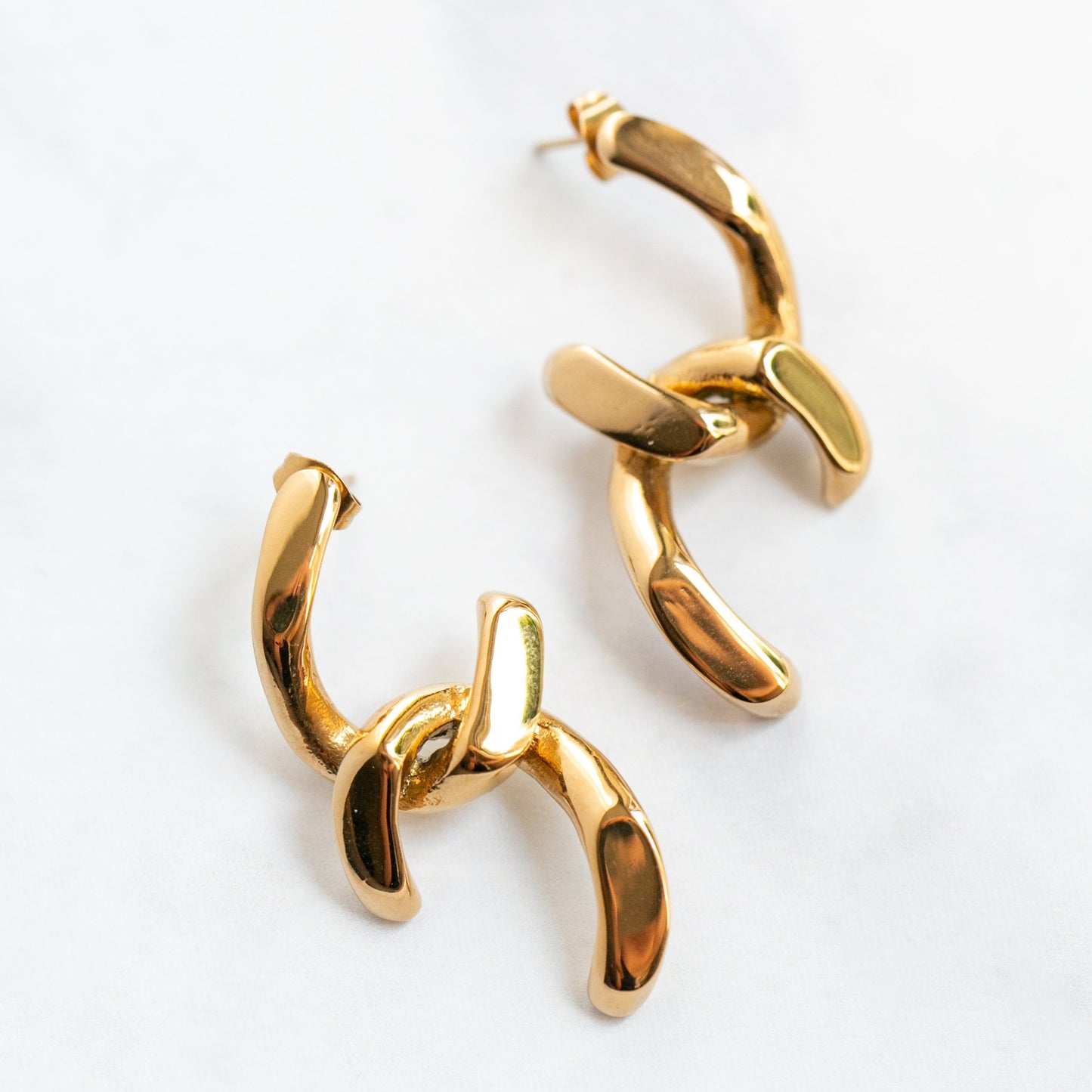 Gold Chain Link Statement Earrings