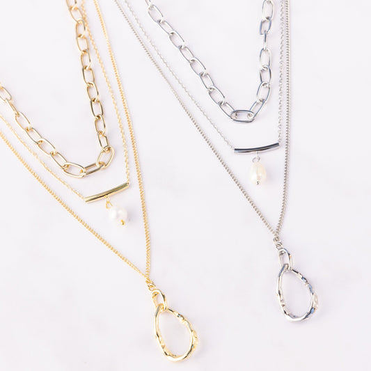 layered chain necklace set