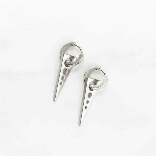 Silver Drop Spike Earrings
