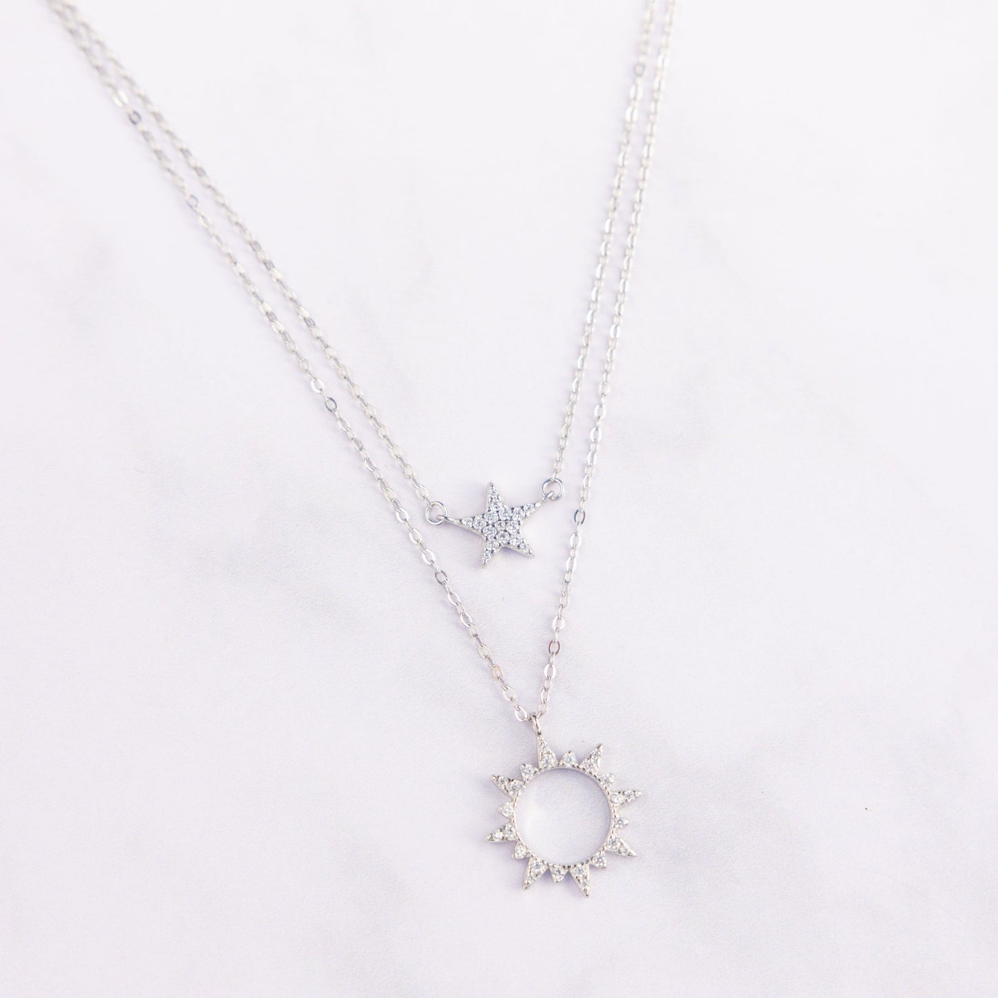 Sun & Star Double Layer Necklace